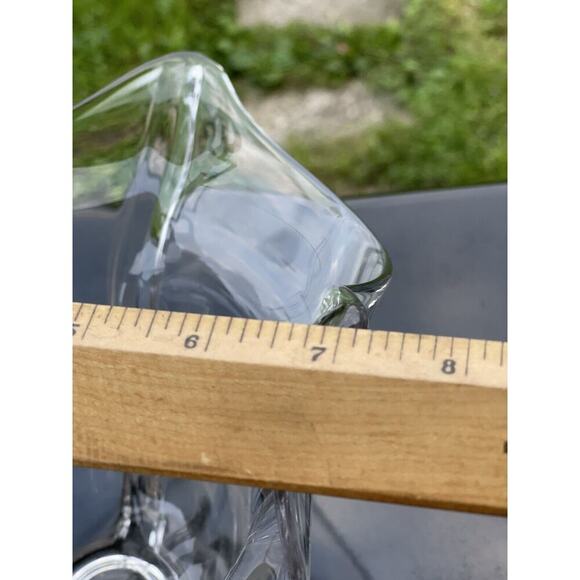 Vintage Duncan Miller Glass‎ Clear Crimped Flared Pointed Console Vase Bowl - Picture 9 of 12